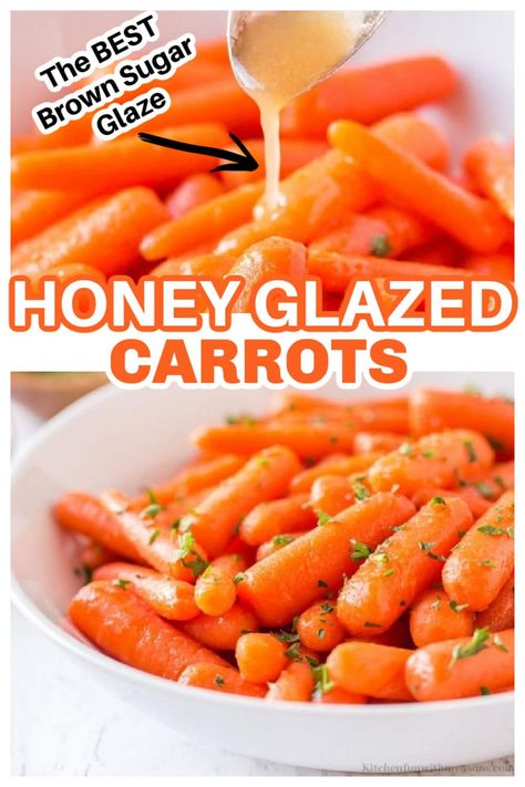 These Honey Glazed Carrots will be the perfect addition to your Holiday dinner. This delicious and easy side dish is loved by kids and adults. Baby Carrots Side Dish, Honey Glazed Baby Carrots, Easy Honey Glazed Carrots, Bacon Side Dishes, Carrot Recipes Side Dishes, Glazed Baby Carrots, Baby Carrot Recipes, Carrots Side Dish, Glazed Carrots Recipe