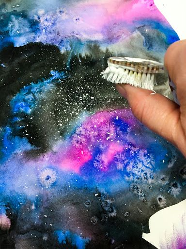 Galaxy Painting Easy Watercolor, Space Themed Art Projects, Space Art Ideas, Space Themed Crafts, Outer Space Watercolor, Galaxy Crafts, Space Art Projects, Space Lessons, Space Preschool