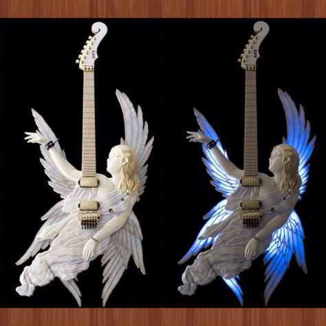 I want an angel guitar! Angel Electric Guitar, Angle Guitar, Angel Guitar, Guitar Angel, Instruments Art, Nagisa Shiota, Electric Guitar Design, Guitar Obsession, Unique Guitars