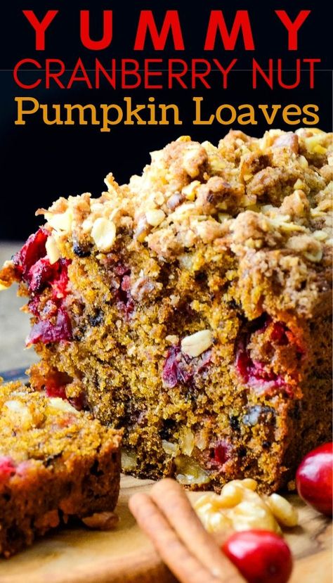 Oatmeal Streusel Topping, Pumpkin Loaves, Easy Pumpkin Bread Recipe, Fresh Pumpkin Recipes, Pumpkin Cranberry Bread, Easy Pumpkin Bread, Healthy Pumpkin Dessert, Best Pumpkin Bread Recipe, Healthy Pumpkin Bread