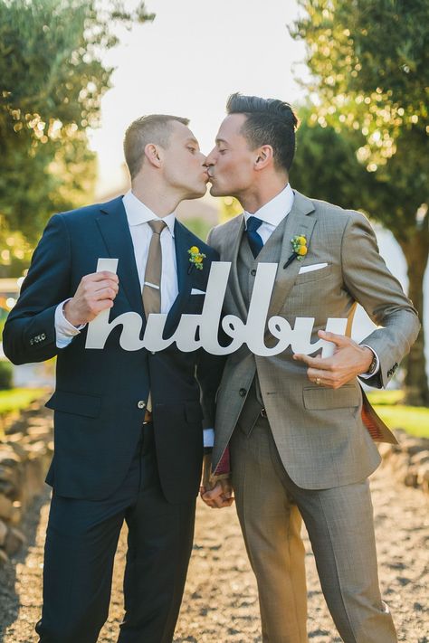 Hubby and Hubby    #gaywedding #gaymarriage #gaycouple Gay Wedding Photos, Men In Suits, Event Producer, Lgbt Wedding, Lgbtq Wedding, Gay Marriage, Lesbian Wedding, Gay Wedding, Groom Outfit