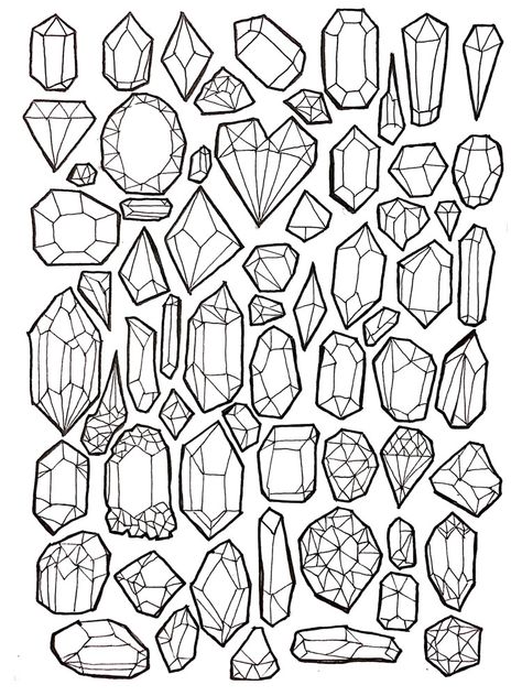 Crystals Drawing Reference, How To Draw Shiny Objects, How To Draw A Crystal, How To Draw Crystals, Cristal Drawing, Crystals Drawings, Crystal Sketch, Witchy Sketches, Highlighter Drawings