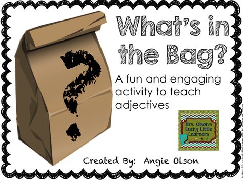 Teaching Adjectives, Adjectives Activities, Tutoring Ideas, Esl Ideas, Mystery Bags, Reading Stations, Teacher Board, 2nd Grade Writing, 1st Grade Writing