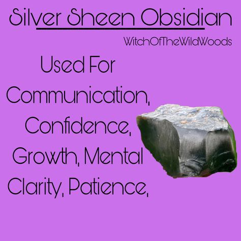 WitchOfTheWildWoods Obsidian Meaning, Crystal Magick, Silver Sheen Obsidian, Pagan Spirituality, Sheen Obsidian, Witch Spell Book, Crystals Healing Properties, Witch Spell, Crystals Healing