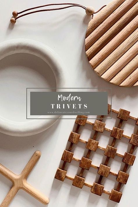 The very best Modern Trivets to help protect your table and countertops, all the while looking so trendy and sophisticated. Give yourself the gift of extra with a simple trivet for your home! Delineate Your Dwelling Modern Trivet, Wooden Trivets, Ceramic Trivet, Trivet Ideas, Diy Trivet, Trivet Design, Trivets Diy, Kitchen Trivets, Scandi Kitchen