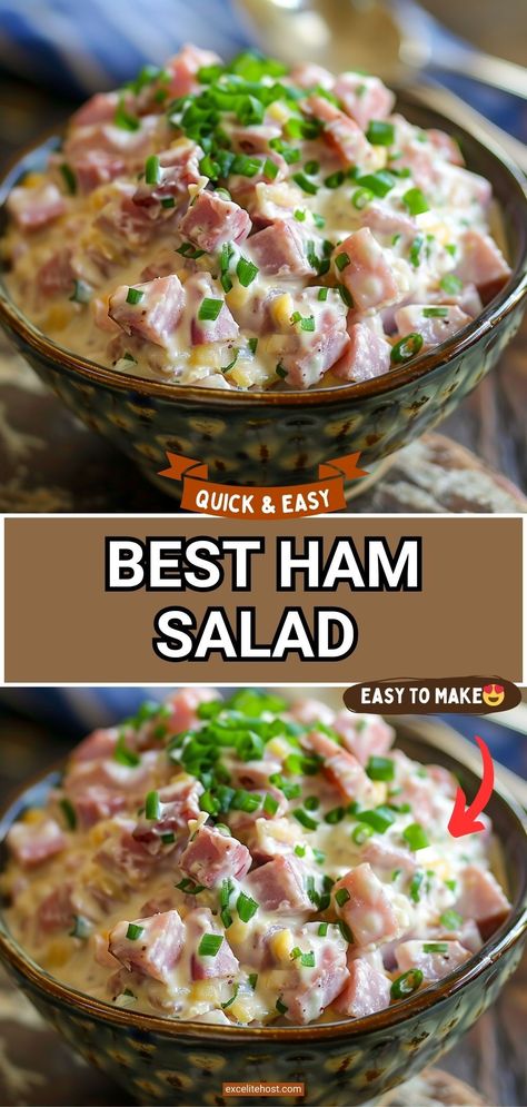 The best ham salad recipe only requires a food processor, leftover ham, mayonnaise, celery, onion and perfectly combined seasonings! Best Ham Salad, Daycare Recipes, Mediterranean Grilled Cheese, Ham Salad Recipe, Sweet Pickle Relish, Ham Salad Recipes, Cooked Ham, Chopped Ham, Ham Salad