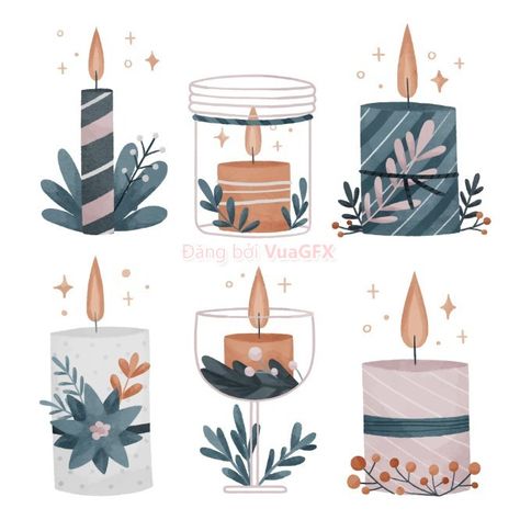 Christmas Candle Illustration, Candle Art Drawing, Candles Illustration, Watercolor Candles, Candle Illustration, Christmas Party Poster, Realistic Christmas Trees, Candle Drawing, Candle Logo