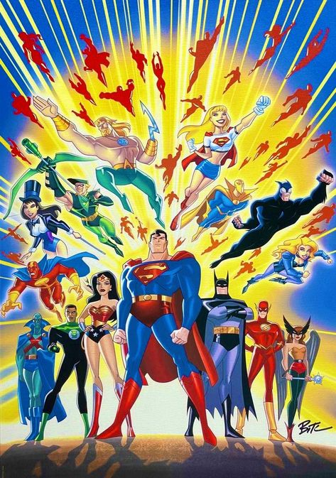 Into The Weird on Twitter: "Justice League Unlimited poster by Bruce Timm #Comics #ComicArt #dccomics https://t.co/l8zTLQSvOY" / Twitter Captain Atom, Justice League Art, Justice Art, The Justice League, Justice League Unlimited, Bruce Timm, Arte Dc Comics, Dc Comics Superheroes, Dc Comics Artwork