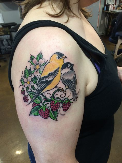 Golden Finch Tattoo, American Goldfinch Tattoo, Yellow Finch Tattoo, Gold Finch Tattoo, Finch Tattoo, Golden Finch, Yellow Finch, G Tattoo, Traditional Style Tattoo