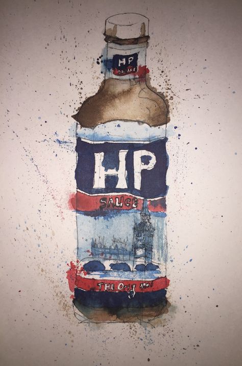 HP sauce in the style of Georgina Luck Georgia Fiennes Art, Georgina Luck Artist Research Page, Georgian Drawing, Georgia Spain Art, Georgina Luck, Hendricks Gin Illustration, Artist Research Page, Artist Research, Hp Sauce