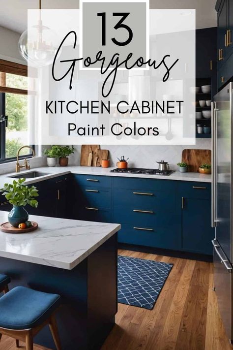 Need a Kitchen cabinet paint colors? Check out the 13 most popular paint colors for your kitchen cabinets from the painting experts. #painting #kitchen #cabinets  #kitchencabinets Bold Kitchen Cabinet Colors, Most Popular Kitchen Cabinet, Kitchen Cabinet Paint Colors, Popular Kitchen Cabinet, Kitchen Cabinet Paint, Greige Kitchen, Most Popular Paint Colors, Off White Kitchens, Bold Kitchen