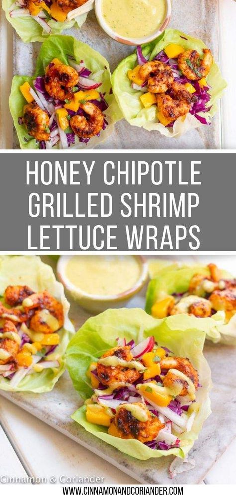 Handheld Appetizers, Honey Chipotle Shrimp, Appetizers Game Day, Dinner Quick And Easy, Shrimp And Veggies, Salat Wraps, Shrimp Lettuce Wraps, Chipotle Shrimp, Honey Chipotle