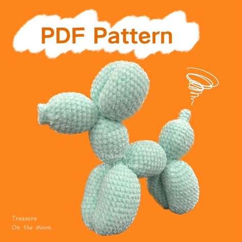 Ballon Dog Crochet Pattern Free, Crochet Balloon Dog Free Pattern, Crochet Balloon Animal, Crochet Balloon Dog, Crochet Blanket Yarn, Yarn Crafts Crochet, Dog Crochet Pattern, English Time, Dog Crochet