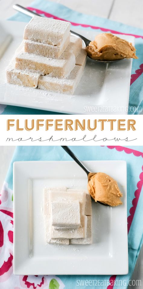 Fluffernutter Marshmallows by Sweet2EatBaking.com | #fluffernutter #peanutbutter #marshmallows #recipe Recipes Pudding, Mouthwatering Desserts, Candy Creations, Peanut Butter Marshmallow, Pudding Dessert, Chocolate Diy, Delicious Sweets, Marshmallow Treats, Recipes With Marshmallows