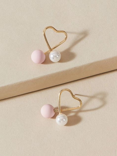 Diy Pearl Earrings, Diy Earrings Studs, Diy Earrings Materials, Earrings Shein, Wire Wrap Jewelry Designs, Simple Stud Earrings, Bead Charms Diy, Pearl Decor, Bridal Gold Jewellery Designs