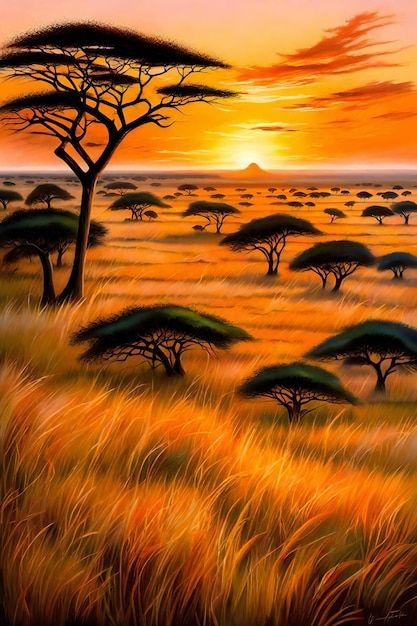 Paysage De Savane Africaine Avec Des Aca... | Premium Photo #Freepik #photo #paysage #landscape #paysage-afrique #paysage-africain Afrique Art, African Paintings, Art Africain, Premium Photo, Land Scape, Decorative Painting, Kenya, Ongles, Quick Saves