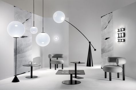 Tom Dixon Lamp, Arc Floor Lamp, Led Wand, Arc Floor Lamps, Tom Dixon, Led Floor Lamp, Rectangle Table, Milan Design Week, Ceiling Rose