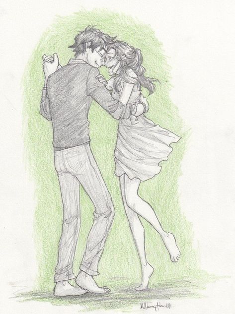 #drawing #couple #dancing Dancing Couple Drawing, Burdge Bug, Harry And Ginny, Couple Sketch, People Dancing, Tableau Art, Couple Dancing, Harry Potter Fan Art, Harry Potter Art