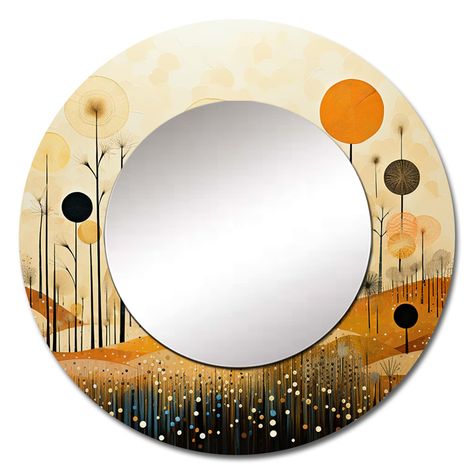 Printed Mirror, Painted Mirror, Large Round Mirror, Mirror Store, Mirror Painting, Round Mirror, Wall Mirrors, Accent Mirrors, Round Mirrors