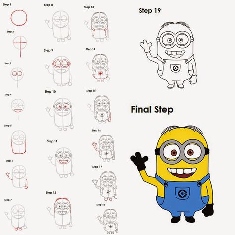 Minion Drawing, Easy Drawing Steps, How To Draw Steps, 3d Drawings, Art Pencil, Sketches Easy, Art 3d, Drawing Lessons, Step By Step Drawing