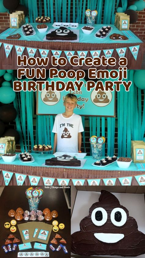 Birthday Ideas For Kids, Fun Birthday Ideas, Emoji Party Decorations, Emoji Birthday Party, Emoji Party, Emoji Birthday, Poop Emoji, Puppy Party, 11th Birthday