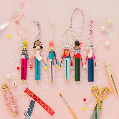 Clothespin People Ornaments Clothespin People, Easy Christmas Ornaments, Diy Christmas Ornament, Homemade Ornaments, Holiday Crafts For Kids, Clothes Pin Crafts, Handmade Christmas Ornaments, Ornaments Christmas, Holiday Diy