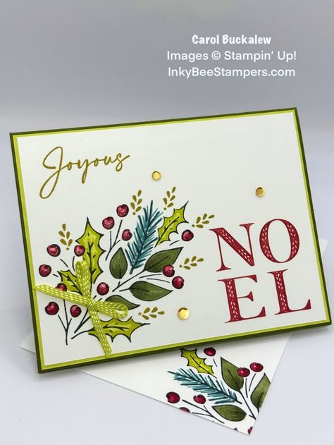 Stampin Up Christmas Classics Bundle, Joy Of Noel Stampin Up Cards, Noel Christmas Cards, Holly Images, Florida Fall, Cardmaking Tutorials, Stamped Christmas Cards, Christmas Classic, Stampin Up Christmas Cards