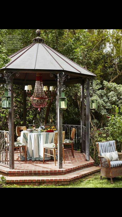 Gazebo Lighting Ideas, Gazebo Lighting, Hollywood Hills Homes, Minnie Driver, Ranch Remodel, English Interior, Backyard Gazebo, French Chandelier, Hollywood Homes