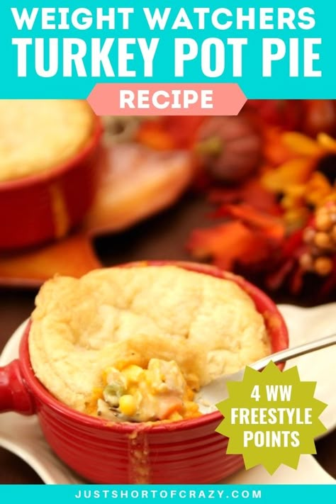 Turkey Pot Pies, Best Weight Watchers Recipes, Turkey Pot Pie Recipe, Weight Watchers Casserole, Easy Turkey Recipes, Menu For The Week, Ww Dinner, Pot Pie Recipes, Thanksgiving Leftover Recipes