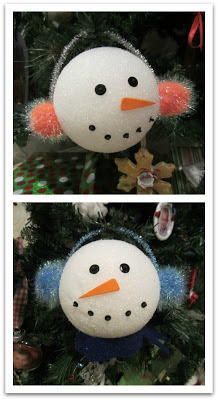 DIY Styrofoam Ball Christmas Ornament — a great project for kids from Relentlessly Fun, Deceptively Educational. Styrofoam Ball Crafts, Styrofoam Crafts, Styrofoam Ball, Snowman Ornament, Preschool Christmas, Snowman Crafts, Christmas Ornament Crafts, Noel Christmas, Ornament Crafts