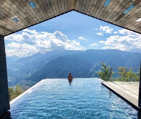 There’s something irresistible about infinity pools. They have more sophistication and class than a regular swimming pool, not to mention they usually boast excellent views over some exotic landscape. Just the mention of one makes you think of a luxury vacation. Whether peering out over tropical waves or stunning snow-capped peaks, Europe has its fill of fantastic infinity pools. Here are our top picks. 1. Cambrian Hotel, Adelboden, Switzerland Photo by @vitor.m.filho Merano Italy, Miramonti Boutique Hotel, Hotel Swimming Pool, Infinity Pools, Plane Ticket, France Photos, Italy Photo, Mountain Resort, Boutique Hotels