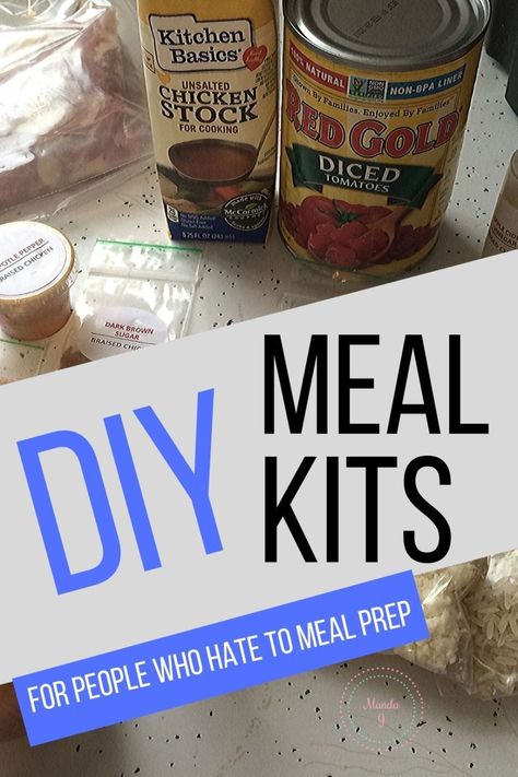 Diy Meal Kit Ideas, Shes In Her Apron Recipes, Diy Meal Prep Kits, Meal Prep Bins, Diy Home Chef Meals, Mre Meals Diy, Meal Kits Ideas, Diy Meal Kits Recipes, Meal In A Bag Recipes