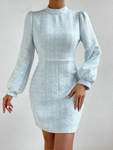 Official Dresses, Modest Dresses Casual, Office Outfits Women, Elegant Dresses Classy, Lantern Sleeve Dress, Ethical Brands, Mode Casual, Short Dresses Casual, Turtle Neck Dress