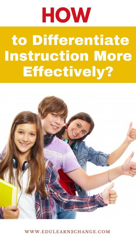 When we teach, we have to respond to students’ individual differences to help them access a unique learning experience based on their needs and interests. Therefore, to align those differences with the curriculum’s aims and objectives, it's necessary to differentiate instruction. Check out this post to learn about what differentiation means and how teachers should achieve it,#differentiation,#teachingstrategies,#edulearn2changePin Teacher Development, Differentiated Learning, Classroom Materials, Classroom Procedures, Classroom Management Strategies, Differentiated Instruction, Technology Integration, Assessment Tools, Classroom Resources