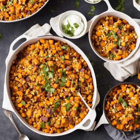 Thanksgiving Corn and Sweet Potato Hash Recipe Recipe | Recipes.net Veg All Casserole, Turkey Hash Recipe, Thanksgiving Corn, Sweet Potato Hash Recipe, Potato Hash Recipe, Poached Egg Recipe, Sweet Potato Thanksgiving, Thanksgiving Breakfast, Hash Recipe