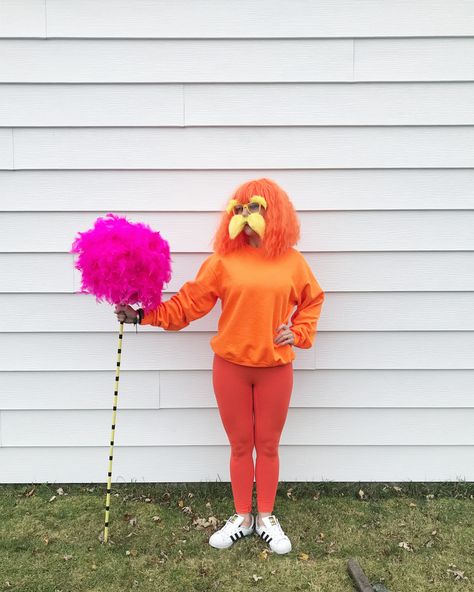 Dr Sues Costumes Diy, Dr Seuss Halloween Costumes, The Lorax Costume Group, Lorax Character Costumes, Easy Lorax Costume, Lorax Halloween Costumes Group, Dr Seuss Costume Ideas, Preppy Lorax Costume, Lorax Costume Women