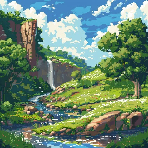 do you like this post Pixel Landscape Art, Pixel Nature, Plants Pixel Art, Pixel Art Scenery, Green Pixel Art, Pixel Landscape, Detailed Pixel Art, Pixel Art Landscape, Tapestry Nature