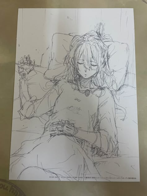 Violet Evergarden Sketch, Violet Evergarden Drawing, Violet Sketch, Violet Drawing, Violet Evergarden Wallpaper, Sleeping Drawing, Poses Manga, Violet Evergarden Anime, Cute Sketches