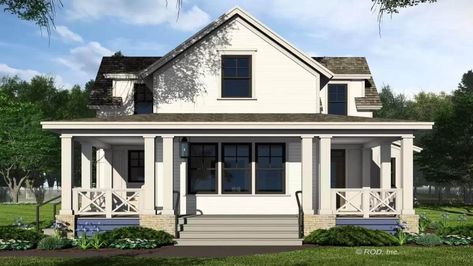 3 Bedroom 2 Story House Plans, Square House Design, Unique Home Plans, Southern Farmhouse Plans, Traditional Farmhouse Plans, Square Floor Plans, Small House Blueprints, Cottage Plans, Porch House Plans