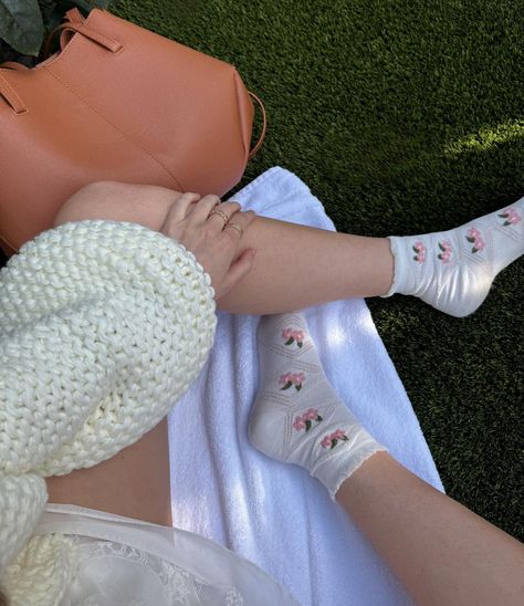 The sunshine making me feel like myself again ☀️🌸🫶🏼🌻 . . . . . Spring aesthetic, spring outfit, floral outfit, ruffle socks, chunky knit sweater, ruffle shorts, spring hairstyle, hair inspo, Pinterest inspo, San Diego, beginning boutique, statement earrings Ruffle Socks Outfit, Cozy Clothes, Ruffle Socks, Ruffled Socks, Sock Outfits, Aesthetic Spring, Chunky Knit Sweater, Beginning Boutique, Spring Aesthetic