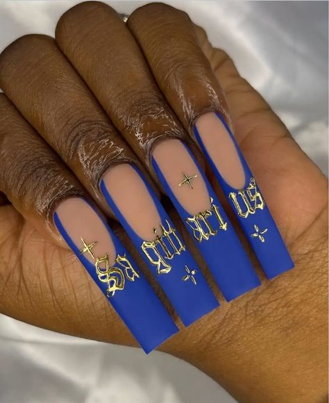 Sagittarius Nails Acrylic, Taurus Nails, Sagittarius Nails, Gemini Nails, Zodiac Nail Designs, 21st Birthday Nails, Long Red Nails, Birthday Nail Designs, Sagittarius Season