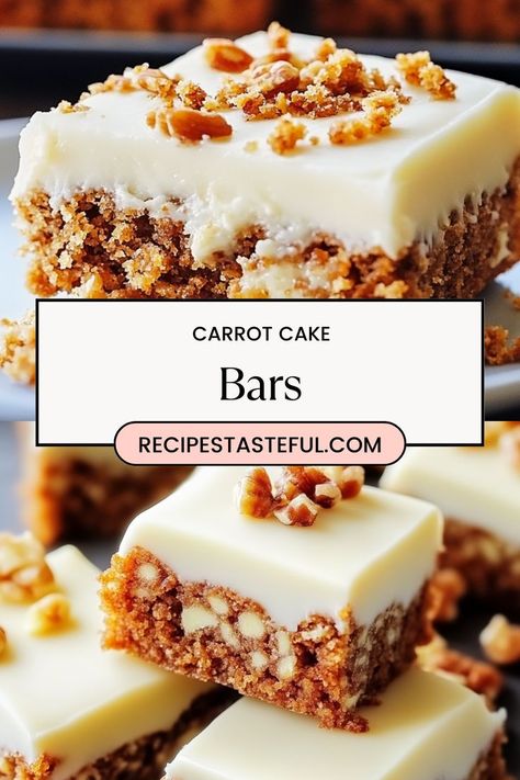 These moist and flavorful carrot cake bars are topped with a luscious cream cheese frosting. Perfect for any occasion, they combine the warmth of spices with the sweetness of carrots and pineapple. Carrot Bars, Bars With Cream Cheese Frosting, Bars With Cream Cheese, Desert Bar, Carrot Cake Bars, Easy Carrot Cake, Ginger Nut, Cake Bars, Seasons Change