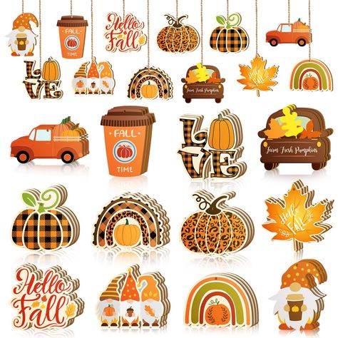 PRICES MAY VARY. Package Including: you will get 36 pieces fall decorations with ropes in 12 styles, 3 pieces of each style, plenty of quantity and styles to decorate your home for autumn, enough for you to share with others Reliable Material: these fall tree ornaments are made of wood with exquisite painting process, not only strong and reliable, but also light; You can rest assured to use because it has been polished that without burrs Autumn Atmosphere: the thanksgiving ornaments include some Holiday Ornaments Diy, Pumpkin Gnome, Thanksgiving Tree, Valentines Party Decor, Fall Ornaments, Valentine Tree, Harvest Party, Valentine Party, Valentines Party