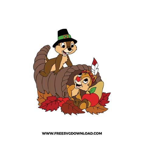 Thanksgiving Cartoon Characters, Thanksgiving Svg Free, Thanksgiving Iphone Wallpaper, Disney Thanksgiving, Thanksgiving Cartoon, Disney Clipart, Disney Classroom, Chip N Dale, Thanksgiving Art