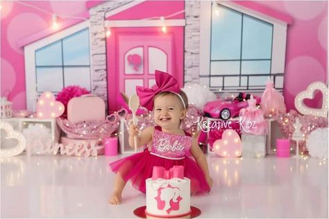 Cake Barbie, Newborn Baby Props, Cake Smash Theme, Baby Milestones Pictures, Fancy Fabric, Milestone Pictures, Birthday Ideas For Her, Smash The Cake, Fiesta Birthday