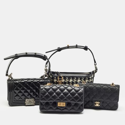 Chanel Black Quilted Leather Success Story Trunk and Set of 4 Mini Bags Success Story, Luxury Closet, Black Quilt, Diamond Quilt, Chanel Black, Mini Bags, The Trend, Classic Flap, Quilted Leather