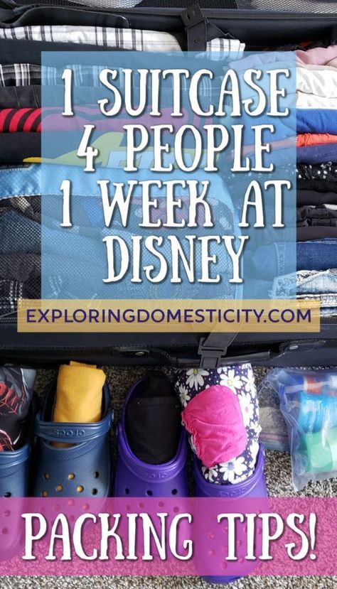 Packing Tips for packing a family in one suitcase One Suitcase for one week at Disney for Four People - Packing tips. #packingtips #familytravel #travel #familyvacation #disneyvacation #disneytravel #suitcase #packing #Disneyfamily Disney Suitcase, Suitcase Packing Tips, Disney World Packing, One Suitcase, Mom Group, Disney Mom, Four People, Disney Mouse, Disney World Parks