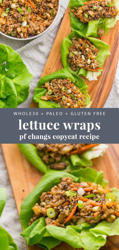 Lettuce Wraps Pf Changs Recipe, Healthy Lettuce Wraps, Salat Wraps, Lettuce Wraps Healthy, Asian Lettuce Wraps, Whole30 Dinner, Healthy Asian, Whole30 Dinner Recipes, Asian Dinner Recipes