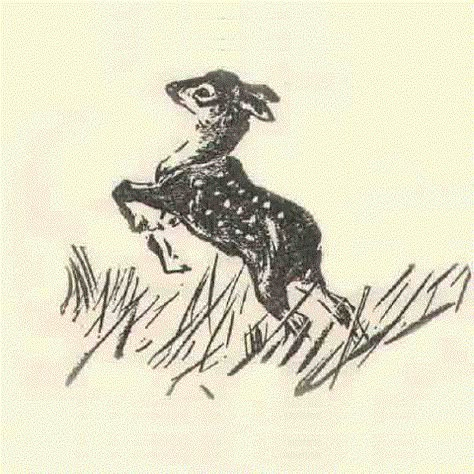 Bambi Leaping by Kurt Wiese circa 1928 Bambi Illustration, Fawn Illustration, Bambi Tattoo, Fawn Tattoo, Deer Drawing, Deer Illustration, Deer Tattoo, 1 Tattoo, Vintage Deer