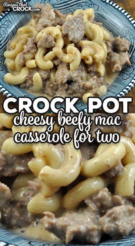 If you are looking for a delicious creamy mac and cheese recipe for you and one other, check out this Crock Pot Cheesy Beefy Mac Casserole for Two. Cheesy Beefy Mac Casserole, Crock Pot Mac N Cheese, Beefy Mac, Casserole For Two, Creamy Mac And Cheese Recipe, Crock Pot Mac, Crockpot Pasta, Chicken Crockpot Recipes Easy, Pasta Meals